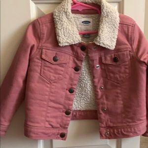 Pink Sherpa lined trucker jacket size 3t